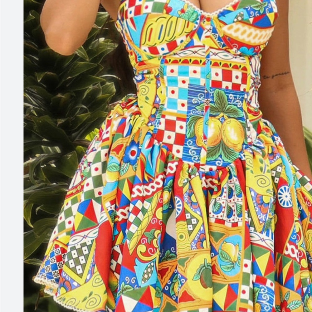 Colorful Geometric Print Dress